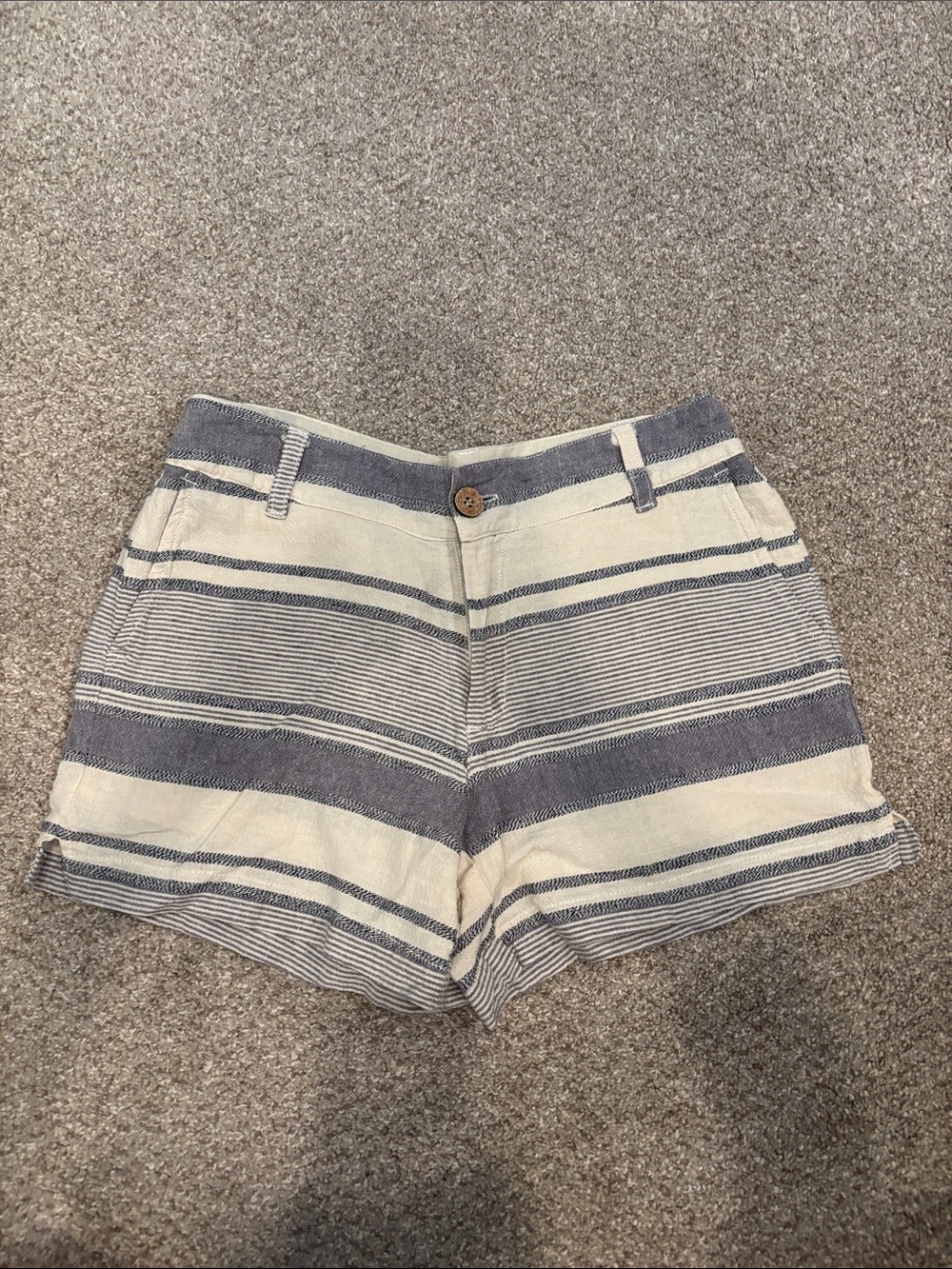 Artisan Ny Navy and Cream Striped Shorts